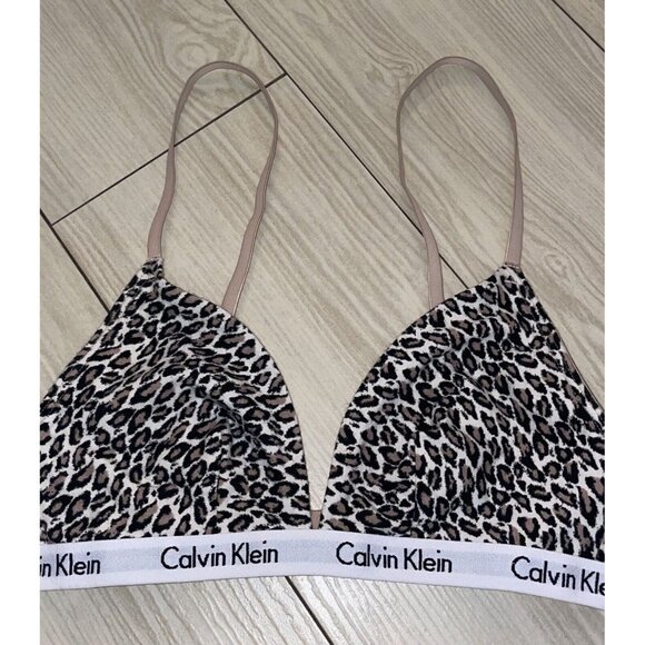 Calvin Klein QP1342O Womens Carousel Triangle Bralette Bra S Small Animal Print - Picture 3 of 7